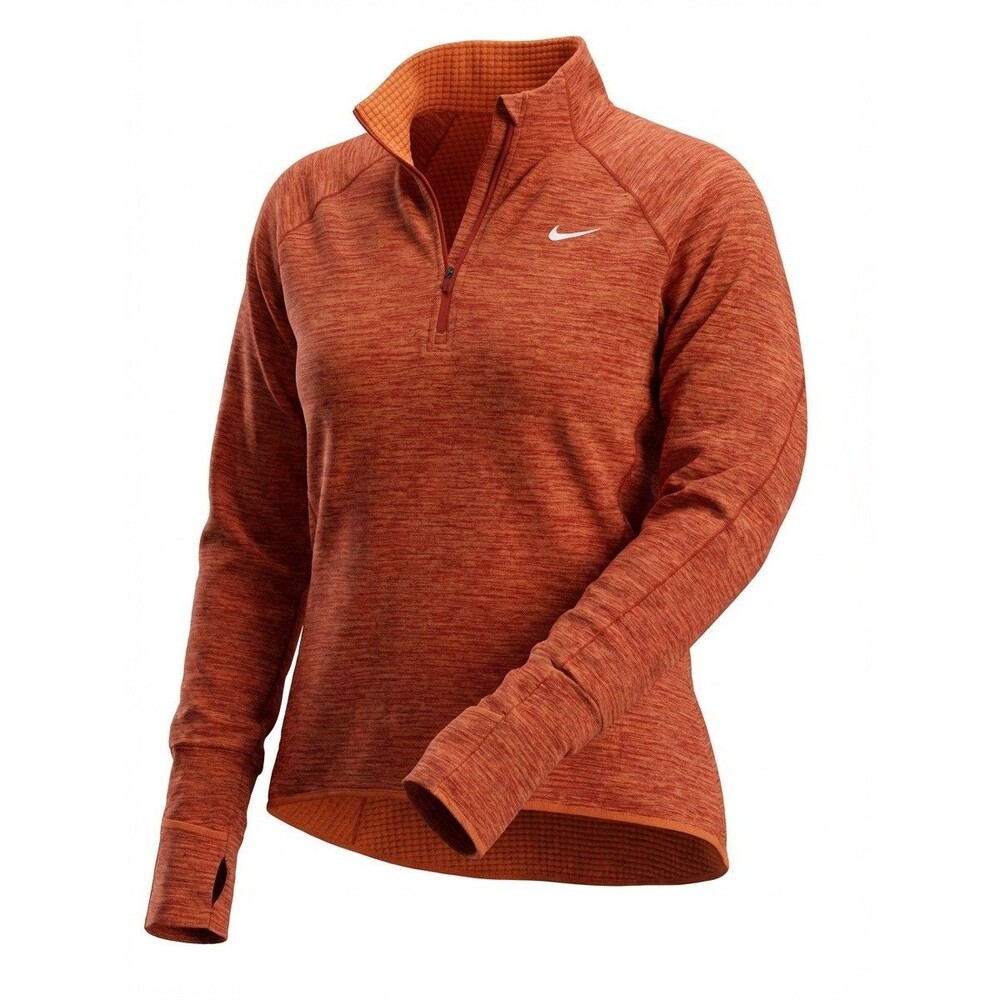 NIKE orange 1/4 Zip Dri-Fit training fleece Running Jacket small thumbholes S